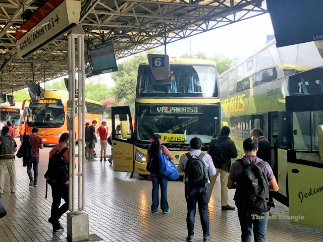 Plataformas donde salen los buses a Valparaiso
